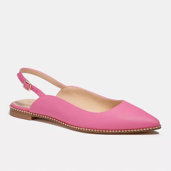 Coach Shoes - COACH Pink Leather Vae Skimmer Slingback Pointed Toe Flats